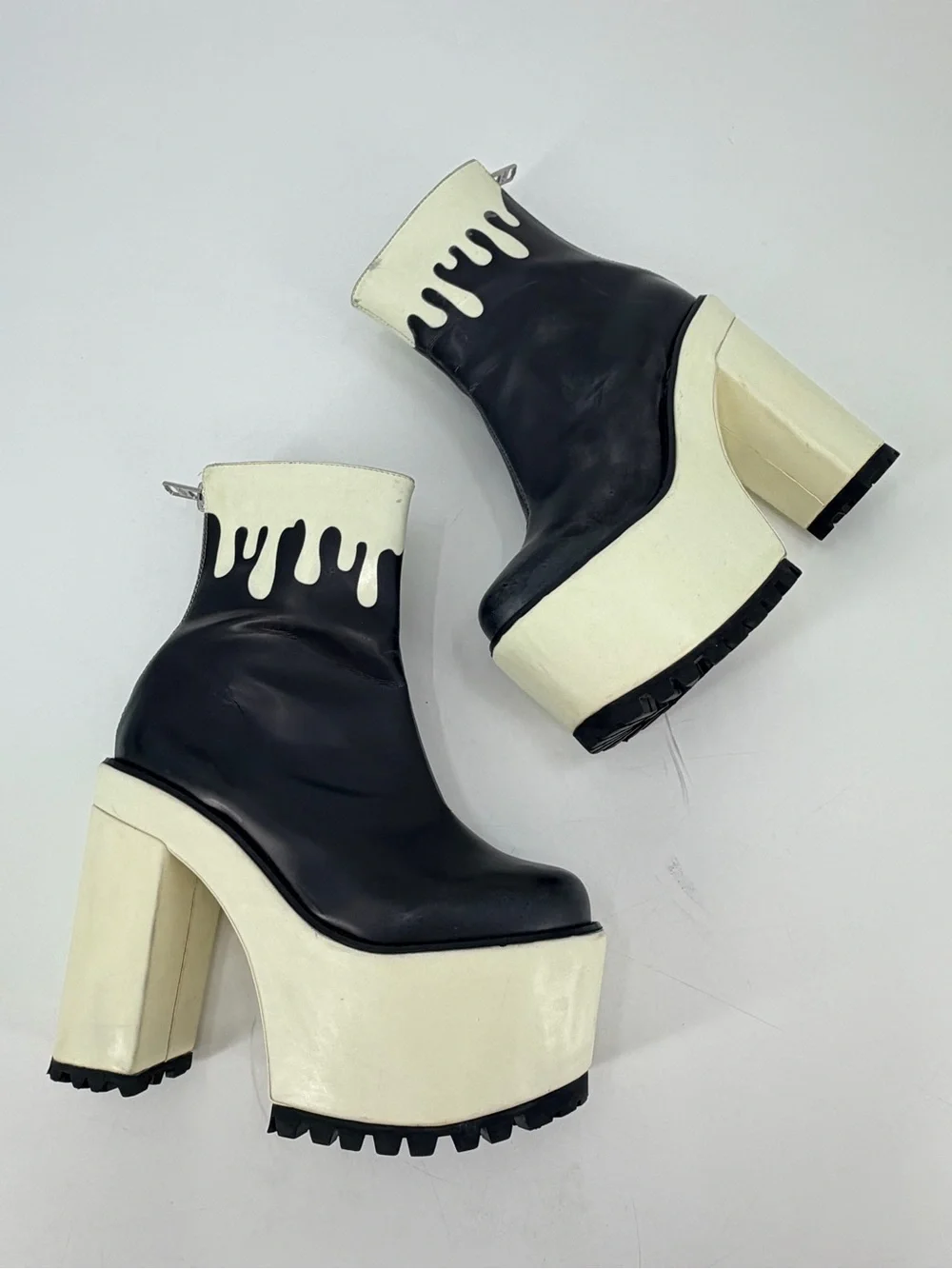Current Mood Glow In The Dark Chunky Platform Rave Heels Lava Boots 7 FLAWS